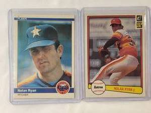 lot 140 image: Nolan Ryan Lot of 2 Donruss 82 No. 419, Fleer 1984 No. 239