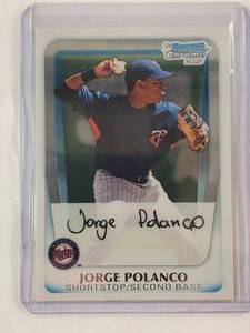 lot 142 image: Jorge Polanco 2011 1st Bowman Chrome No. BCP-159