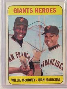 lot 155 image: Giant Heroes Willie McCovey, Juan Marichal 1969 Topps No. 572