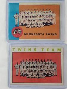 lot 162 image: Lot of 2 1962 Minnesota Twins Team No. 162, 1963 Minnesota Twins Team No. 318