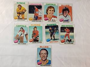 lot 184 image: Lot of 9 Vintage NHL Cards from 1975
