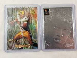 lot 206 image: Brett Favre Lot of 2 1994 Action Packed No. QB6, 1996 Fleer Ultra 2 of 10