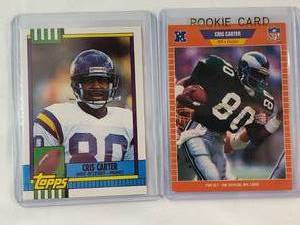 lot 224 image: Cris Carter Lot of 2 Rookie 1989 Pro Set No. 314, 1990 Topps No. 19T