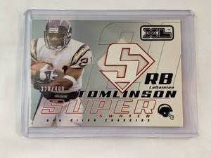lot 226 image: LaDainian Tomlinson Super Swatch Relic 2002 Upper Deck SSLT, Numbered 328400