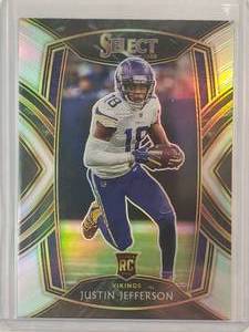 lot 251 image: Justin Jefferson Panini Select Rookie Silver Holo No. 261