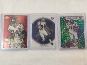 lot 270 image: Randy Moss Lot of 3 2002 Topps No. 40, 2020 Panini Hall of Fame No. 283, 2000 Upper Deck Diamond Skills No. DS6