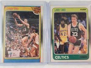 lot 279 image: Larry Bird Lot of 2 1988 Fleer No. 9 of 132, 1988 Fleer No. 124