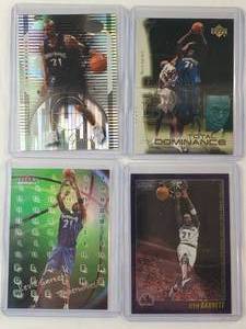 lot 281 image: Kevin Garnett Lot of 4 Cards 2000 Topps Chrome TCP2, 2000 Upper Deck Total Dominance TD3, 2000 Fleer Mystique 2 of 15, 2006 Topps 20