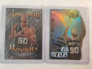 lot 293 image: David Robinson Lot of 2 Inserts Fleer 97-98 Rim Rockers 3 of 12, 1998 Topps Roundball Royalty No. R3