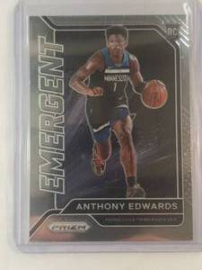 lot 299 image: Anthony Edwards 2020-21 Panini Prizm Emergent Rookie No. 3