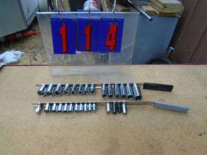 lot 114 image: Qty of 2 rails of sockets. Mostly Stanley 14 & 38. As shown.