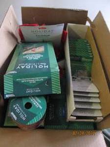 box of holiday items...