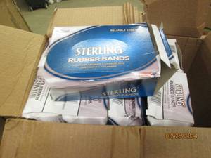 case of 9 boxes of sterling rubber bands about 1700 per box
