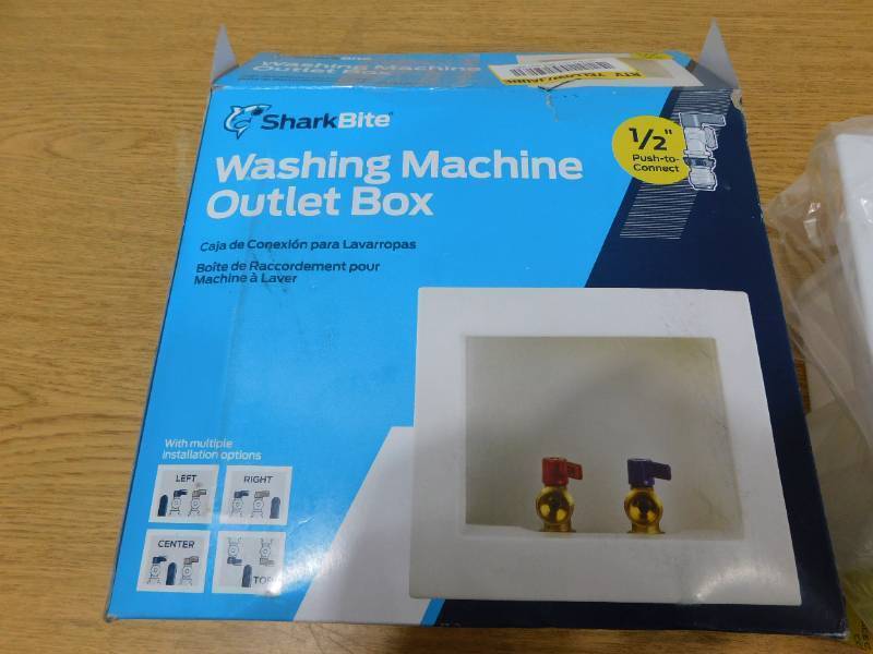 lot 46 image: SharkBite 12 in. Push-to-Connect x 34 in. MHT Brass Washing Machine Outlet Box
