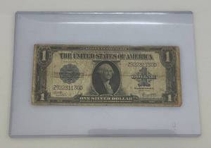 lot 4 image: 1923 $1 Silver Certificate With Blue Seal