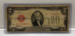 lot 21 image: 1928 C $2 Red Seal Bill