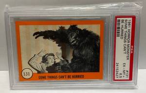lot 34 image: 1961 Horror Monster SOME THINGS CANT BE HURRIED Graded (6.5) Trading Card