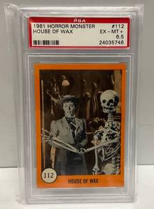 lot 37 image: 1961 Horror Monster HOUSE OF WAX Graded (6.5) Trading Card