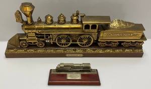 lot 57 image: Vintage Train Themed Items Including The Philadelphia Wall Hanging  9 x 24 & Canadian Pacific Railway Desk Award 3 x 7 12