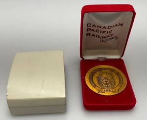lot 70 image: Vintage NYSE Canadian Pacific Railroad  Listing Medallion Coin In Presentation Box