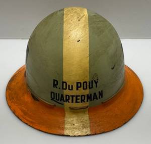 lot 76 image: Vintage Hand Painted  US Civil Defense Fiberglass Helmet (With Liner)