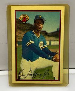 lot 90 image: 1989 Bowman Ken Griffey Jr. Rookie Card In Hard Sleeve