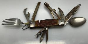 lot 94 image: 1960s Vintage Bone Handle 11 Blade Swiss Army Knife