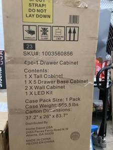 Husky 4-Piece Heavy Duty Welded Steel Garage Storage System in Black (92 in. W x 81 in. H x 24 in. D)  Customer Returns See Pictures
