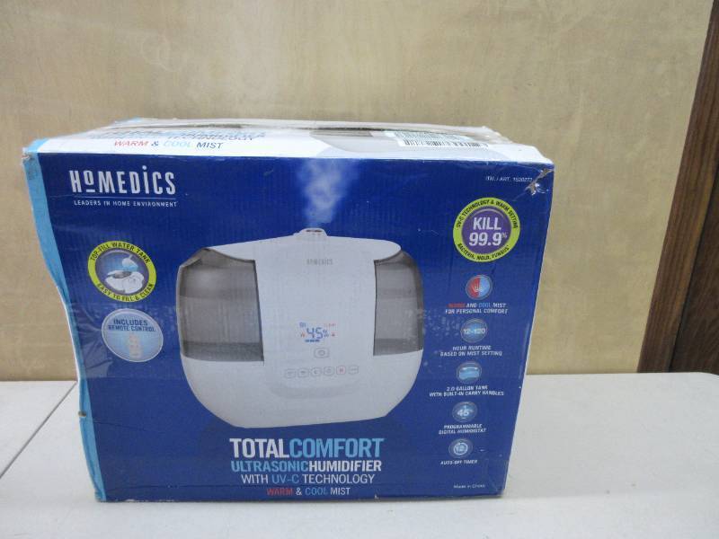 lot 273 image: HoMedics TotalComfort Ultrasonic Humidifier with UV-C Technology USED ELECTRONIC TESTED, WORKS INCLUDES REMOTE BUT NO FILTER