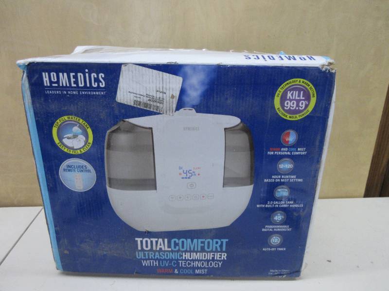 lot 284 image: HoMedics TotalComfort Ultrasonic Humidifier with UV-C Technology USED TESTED, WORKS MISSING FILTER AND REMOTE