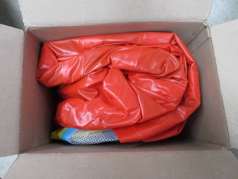lot 378 image: Fisher-Price 93532E Bouncesational Bouncer - Inflatable Bounce House, Green, Yellow, Red, Blue DID NOT FIND ANY TEARS OR RIPS, PUMP WORKS