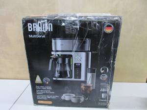 lot 632 image: Braun KF9070SI MultiServe Machine 7 Programmable Brew Sizes  3 Strengths  Iced Coffee, Glass Carafe (10-Cup), Stainless steel silver ELECTRONICS TESTED, WORKS, NEW