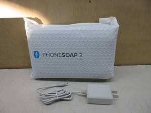 lot 646 image: PhoneSoap 3 UV Cell Phone Sanitizer & Dual Universal Cell Phone Charger Box  Patented & Clinically Proven 360-Degree UV-C Light Sanitizer  Disinfects and Charges All Phones (Black) NEW
