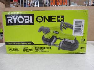 lot 677 image: Ryobi 18-Volt ONE Cordless 2.5 in. Portable Band Saw (Tool Only), Open Box, Tested, like New