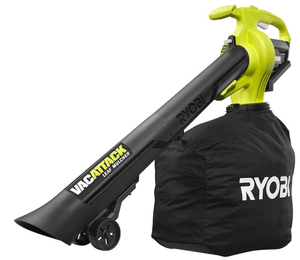 lot 16 image: RYOBI 40-Volt Lithium-Ion Cordless Battery Leaf VacuumMulcher (Tool Only) - Scratched, Missing Wheels - Tested, Runs Great
