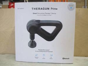 lot 699 image: TheraGun Prime Quiet Deep Tissue Therapy Massage Gun - Bluetooth Enabled, Electric Percussion Massage Gun & Personal Massager for Pain Relief in Neck, Back, Leg, Shoulder and Foot - Open Box, Like New