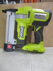 lot 722 image: RYOBI ONE 18-Gauge Cordless AirStrike Narrow Crown Stapler P361 Green - Slightly Used, Works