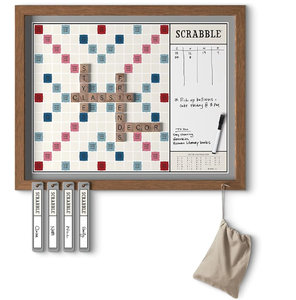 lot 729 image: WS Game Company Scrabble Deluxe Vintage 2-in-1 Wall Edition with Dry Erase Message Board - Open Box, May be Missing Parts - Board is in nice condition.