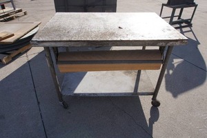 Industrial Steel Portable Work Table wPaper Roll-Wrap Mount
