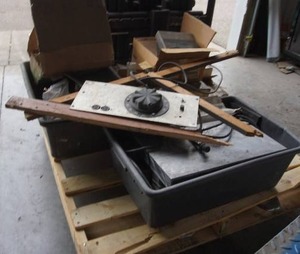 Pallet of Computer Machining Parts and Pieces Including 25-Pin Connectors, EPSON ERC-11P Purple Ribbon Cartridge NIBAdvance Ballasts, Tubing Spools Etc.