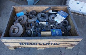 Wood Crate of Steel Gears Etc...