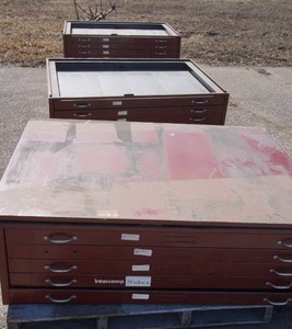 Huge Industrial InterComp Three-Section File Drawers Cabinets
