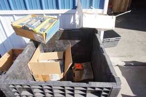 Plaxtic Crate Bin of Miscellaneous Hardware Parts and Pieces Etc.