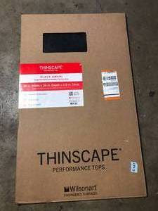 Thinscape Performace Tops 48in. Width  X 25 in. Depth X .05 in. Thick Black Amani Engineered Composite Countertop Customer Returns See Pictures
