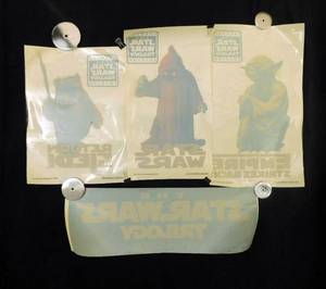 Set of 4 Vintage 1996 Star Wars Trilogy Limited Edition Window Clings Featuring Ewok, Jabberwoky and Yoda