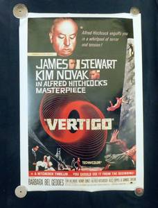 Vintage Alfred Hitchcocks Vertigo Single Sided Movie Theater Poster
