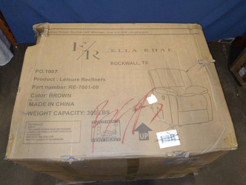lot 110 image: New Ella Rhae Massage Heat Rocker Recliner