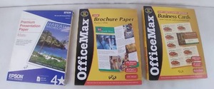 lot 156 image: NEW Epson Presentation Paper, Office Max Brochure Paper, Office Max Business Cards
