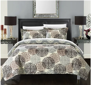 lot 159 image: NEW Chic Home 2 Piece Kelsie Boho Inspired Reversible Print Twin Quilt Set