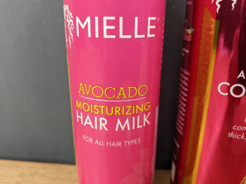 lot 53 image: Brand New Mielle Pomegranate & Honey Moisturizing and Detangling Conditioner - 12 fl oz, Moisturizing Hair Milk, Avocado - 8 fl oz and Pomegranate & Honey Curl Smoothie - 16 ozI